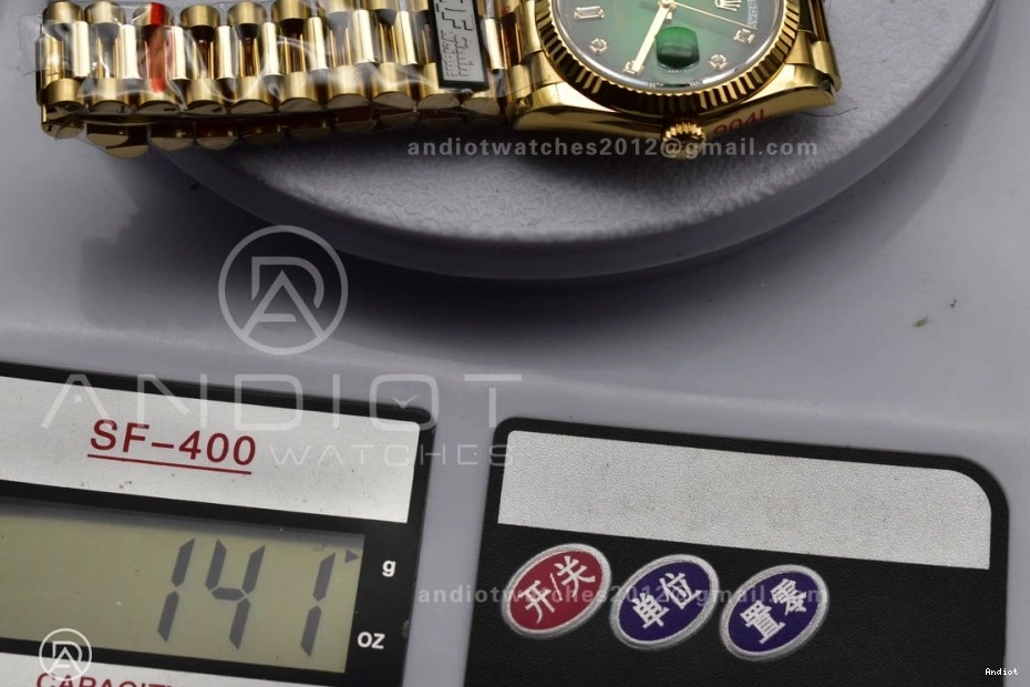 Faded with Square V5 DayDate 904L Diamond vr3255 Steel on YG 692 President Bracelet Reliable Best Edition Green 36 Dial (Gain Weight) QF 0718